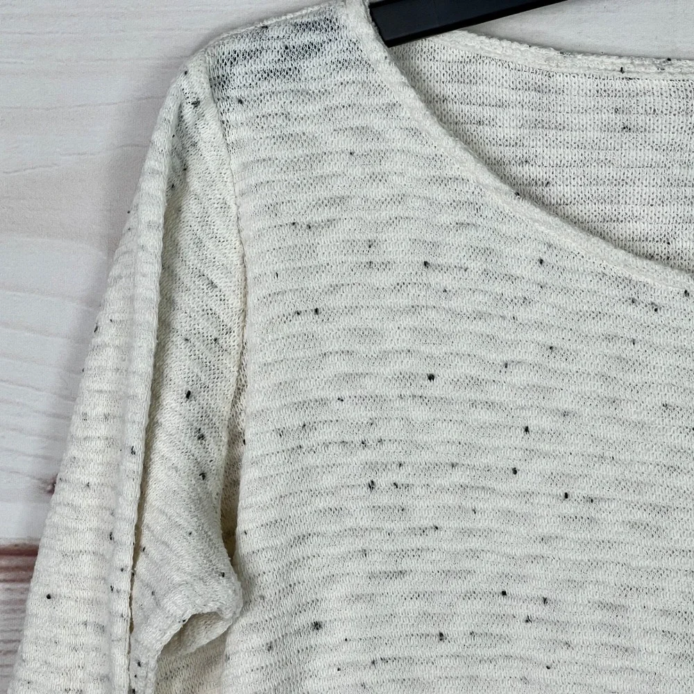 Puella‎ Sweater Women XS Ivory Boat Neck Pullover Lightweight Cropped Swing Knit